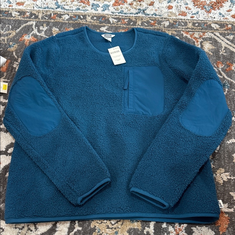 NWT Duluth Women's Softmore Fleece Crewneck Pullover Green Blue Size Medium